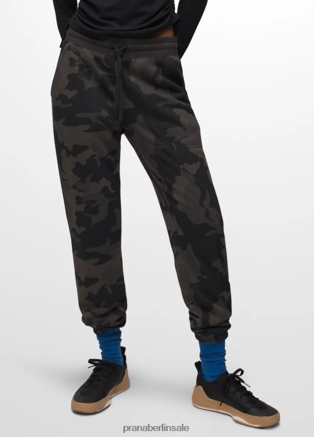 prAna kuschelige Hose schwarzes Tarnmuster Böden Frauen 86B4N6403