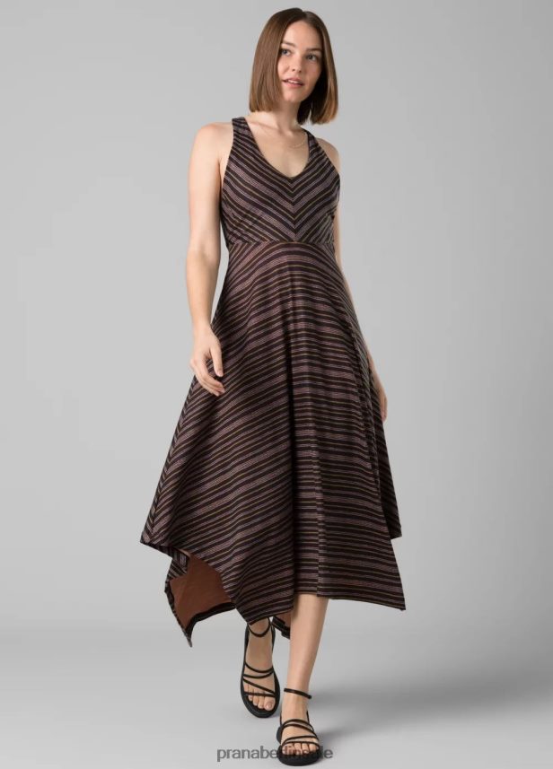 prAna sächsisches Kleid schwarzer Muschelstreifen Kleidung Frauen 86B4N6562