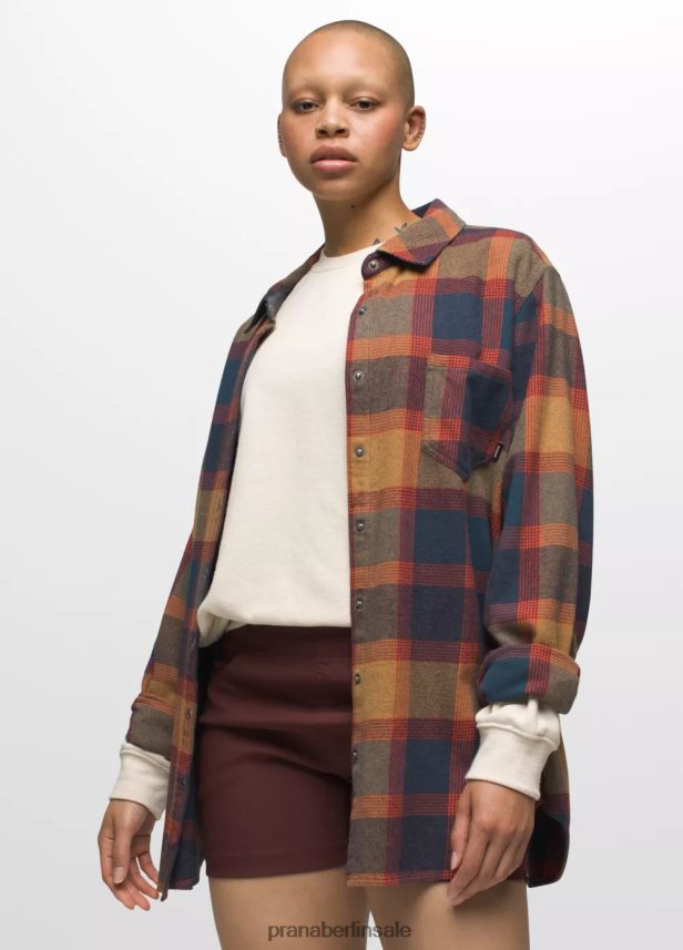 prAna Goldener Canyon-Flanell dunkler Himmel Kleidung Frauen 86B4N632