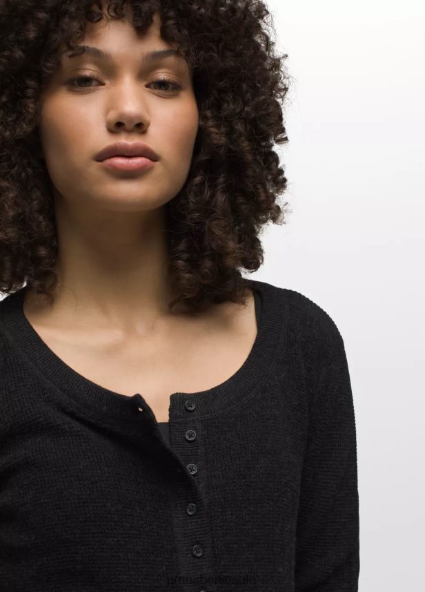 prAna Milani Henley Schwarz Kleidung Frauen 86B4N694