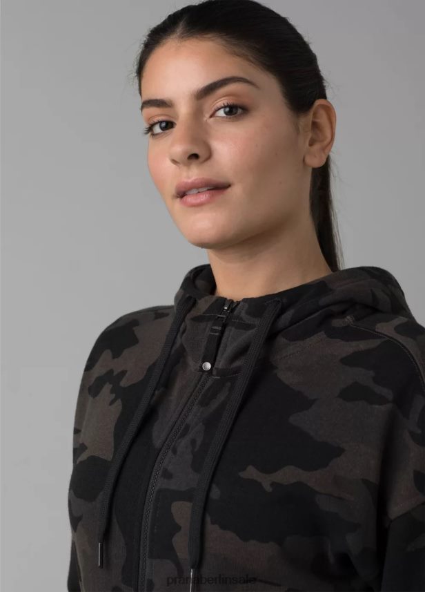prAna Kuschelige Jacke schwarzes Tarnmuster Kleidung Frauen 86B4N6170