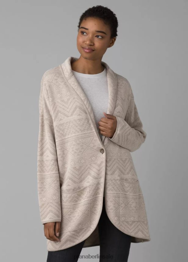 prAna Sevie-Cardigan kieselgraue Intarsie Kleidung Frauen 86B4N6240