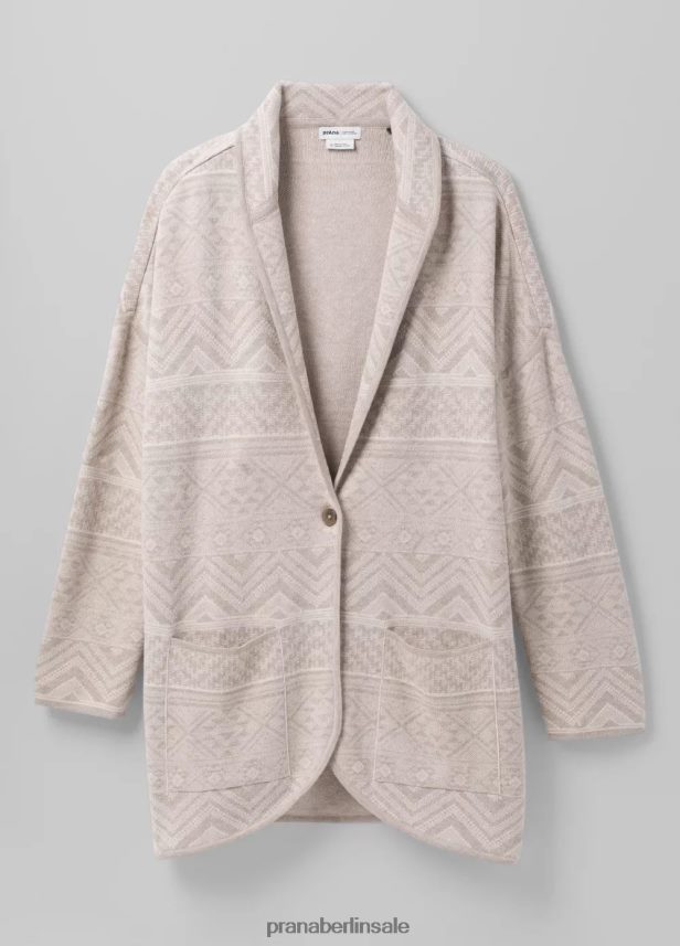 prAna Sevie-Cardigan kieselgraue Intarsie Kleidung Frauen 86B4N6240