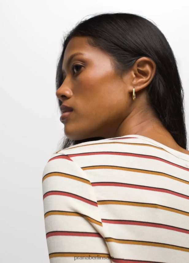 prAna Foundation 365 Langarm-Top Leinwandstreifen Kleidung Frauen 86B4N6133