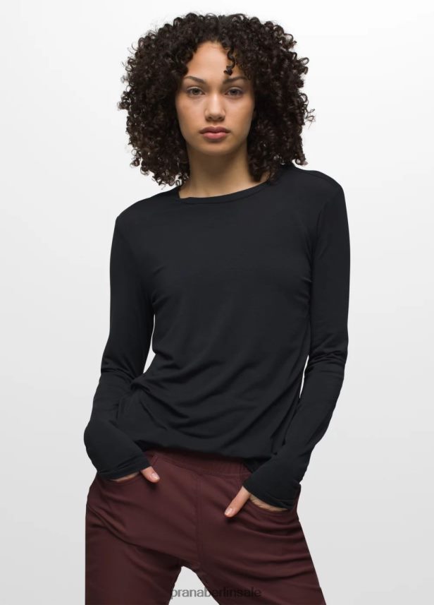prAna Foundation 365 Langarm-Top Schwarz Kleidung Frauen 86B4N6137