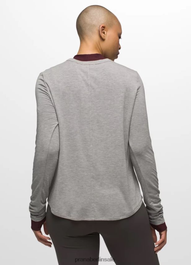 prAna Foundation 365 Langarm-Top grau meliert Kleidung Frauen 86B4N6135
