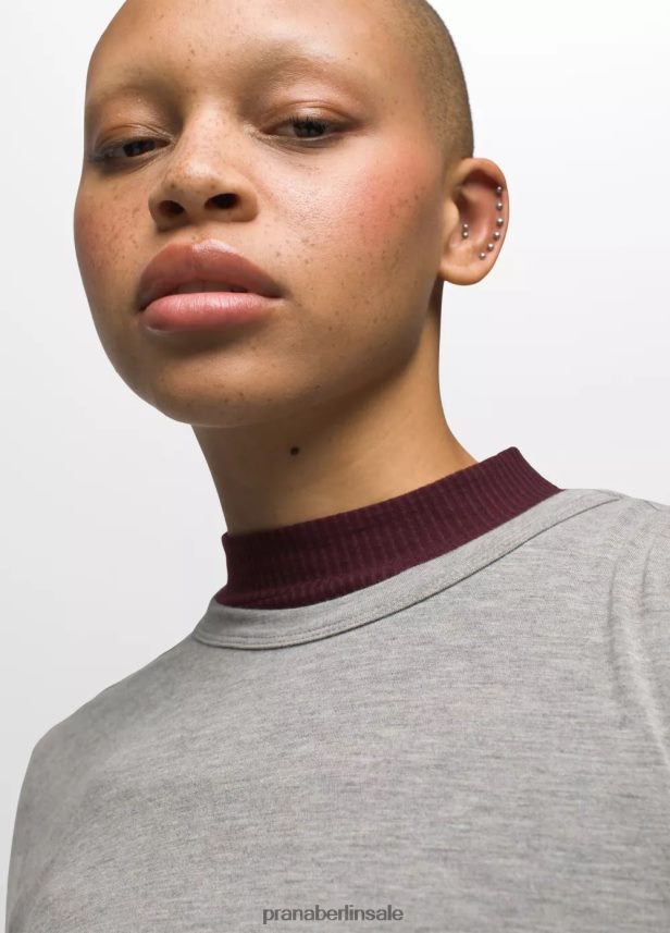 prAna Foundation 365 Langarm-Top grau meliert Kleidung Frauen 86B4N6135