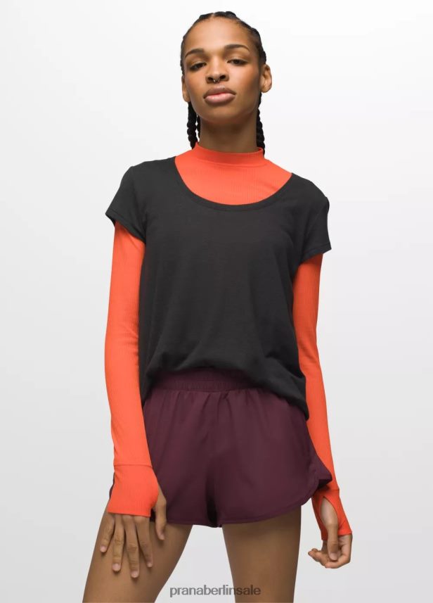 prAna Gemütliches T-Shirt mit U-Ausschnitt Schwarz Kleidung Frauen 86B4N614