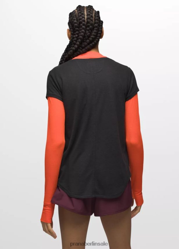 prAna Gemütliches T-Shirt mit U-Ausschnitt Schwarz Kleidung Frauen 86B4N614