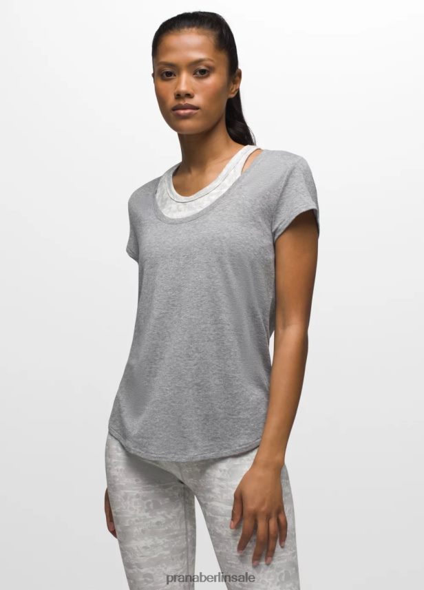 prAna Gemütliches T-Shirt mit U-Ausschnitt grau meliert Kleidung Frauen 86B4N612
