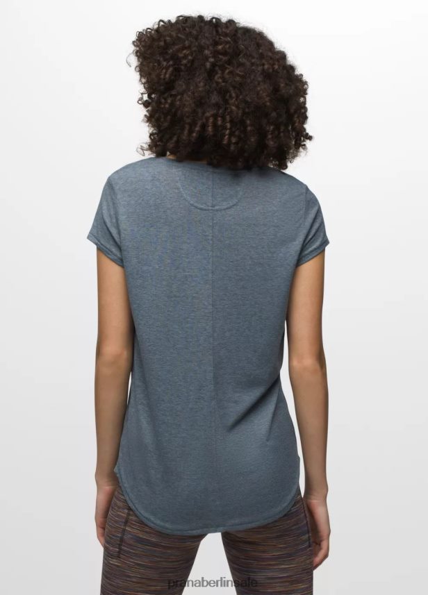 prAna Gemütliches T-Shirt mit U-Ausschnitt verwittertes blaues Heidekraut Kleidung Frauen 86B4N69