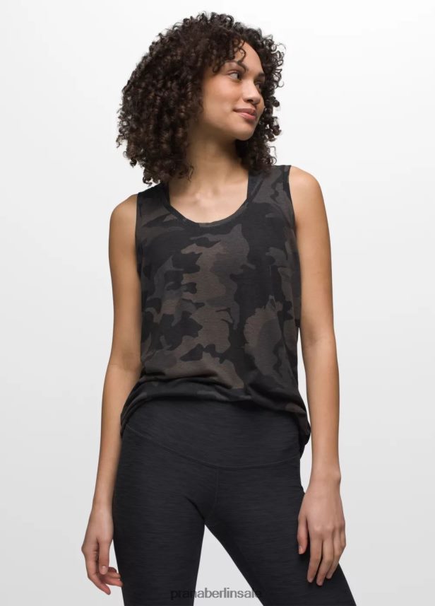 prAna gemütlicher Tank schwarzes Tarnmuster Kleidung Frauen 86B4N6226