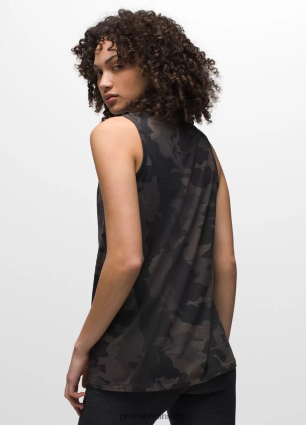 prAna gemütlicher Tank schwarzes Tarnmuster Kleidung Frauen 86B4N6226