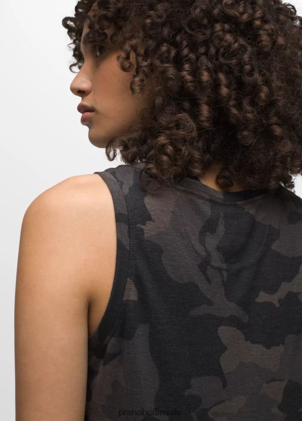 prAna gemütlicher Tank schwarzes Tarnmuster Kleidung Frauen 86B4N6226
