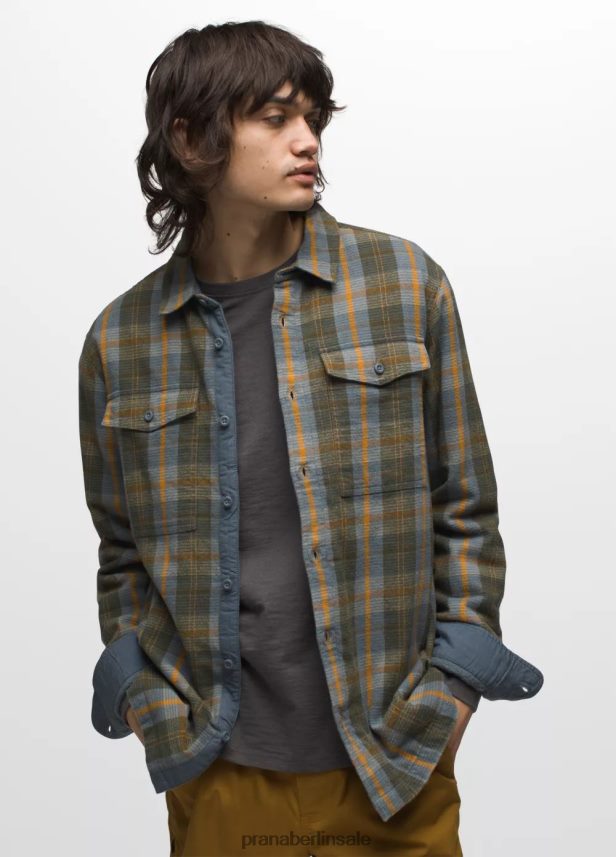 prAna Kupferfarbener Himmel gefütterter Flanell verwittertes Blau Kleidung Männer 86B4N6810