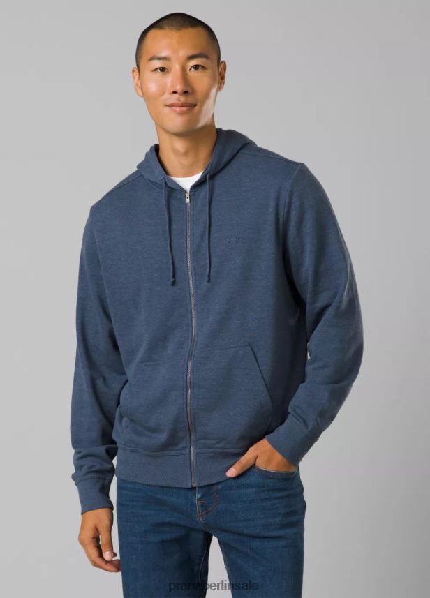 prAna Vintage Frottee-FZ-Kapuzenpullover Denim meliert Kleidung Männer 86B4N6888