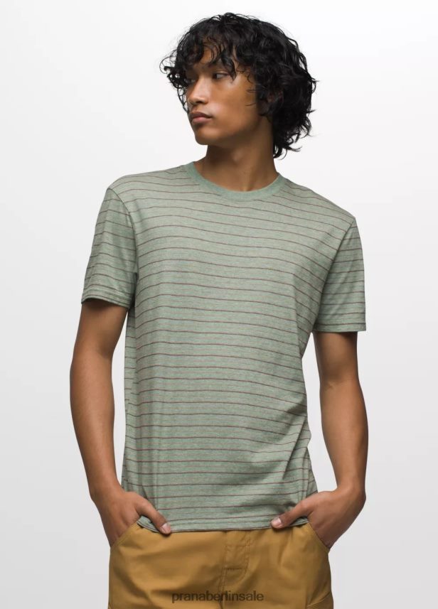 prAna Crew-T-Shirt mineralgrüner Streifen Kleidung Männer 86B4N6753