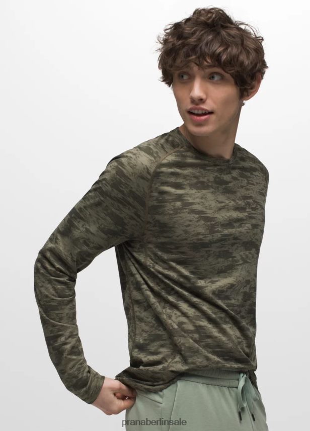 prAna Mission Trails Langarm-T-Shirt Immergrüne Unschärfetarnung Kleidung Männer 86B4N6791