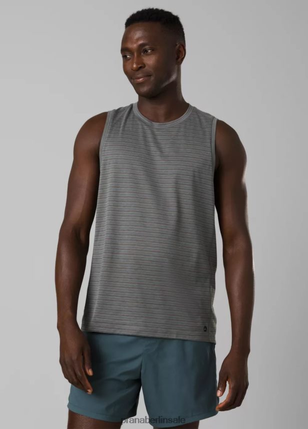 prAna Mission Trails Tank grauer Mikrostreifen Kleidung Männer 86B4N6803